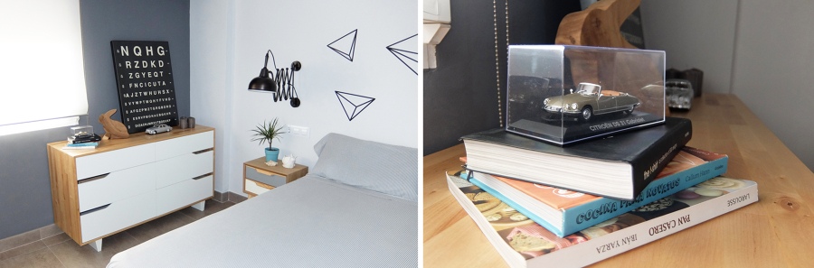 Habitación retro con accesorios