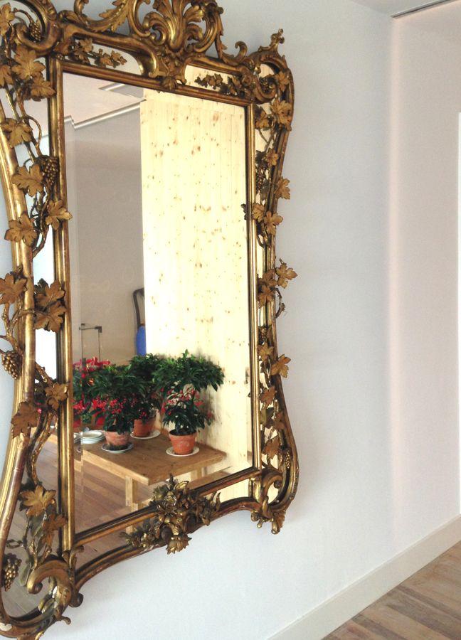 Hall, espejo, madera