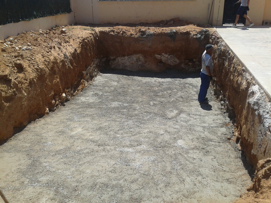 Hormigon de limpieza en piscina