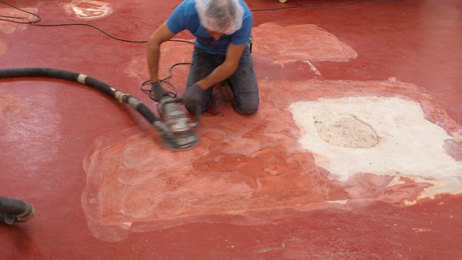 hormigón desconchado preparación con lijadora diamantada