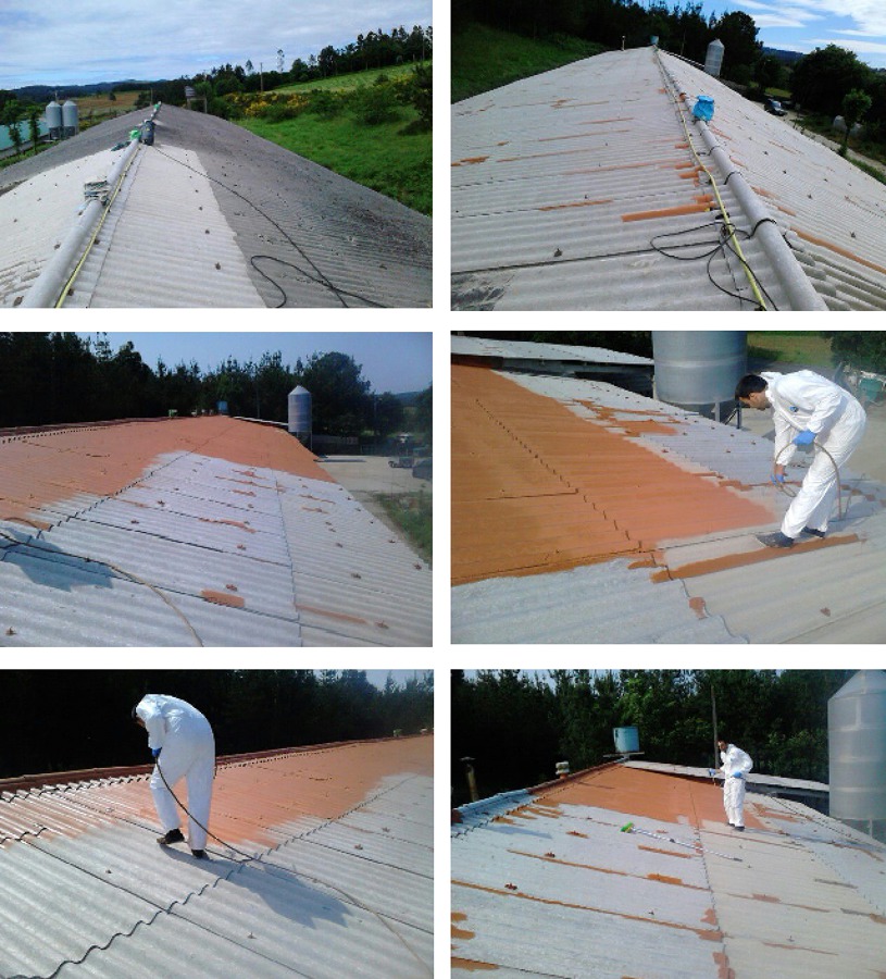 Impermeabilización y acabado sobre cubierta de fibrocemento