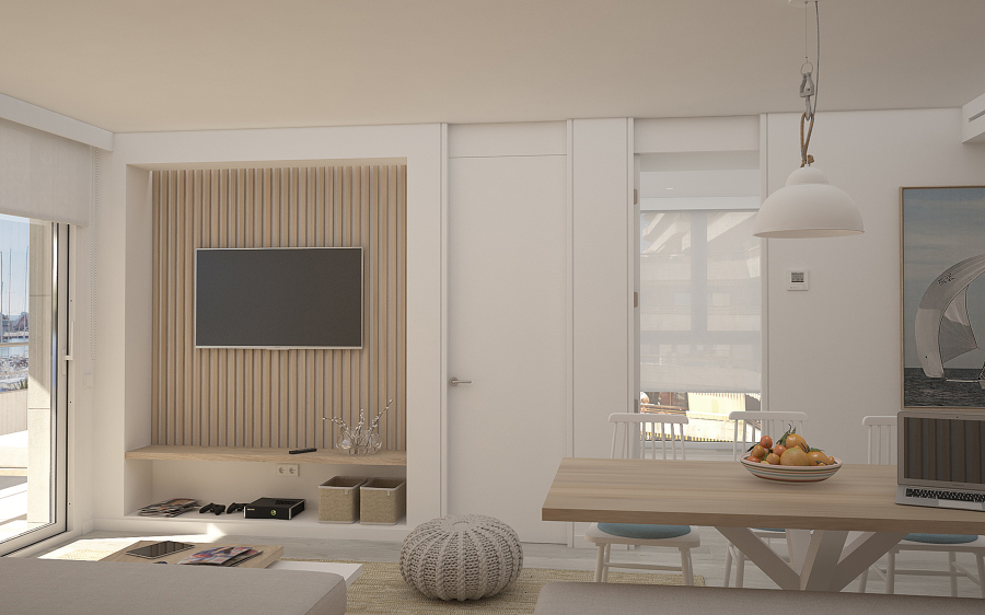 infografia del proyecto del estar comedor