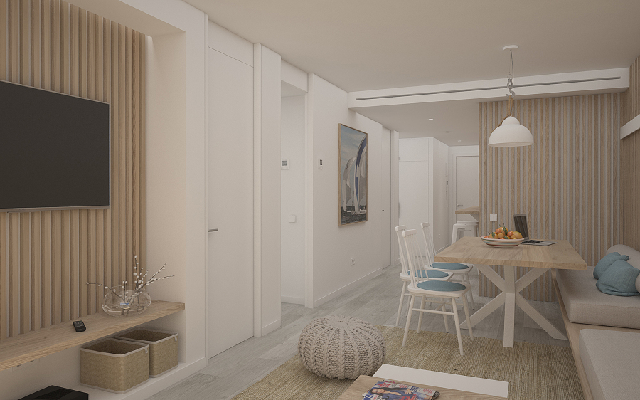 infografia del proyecto del estar comedor