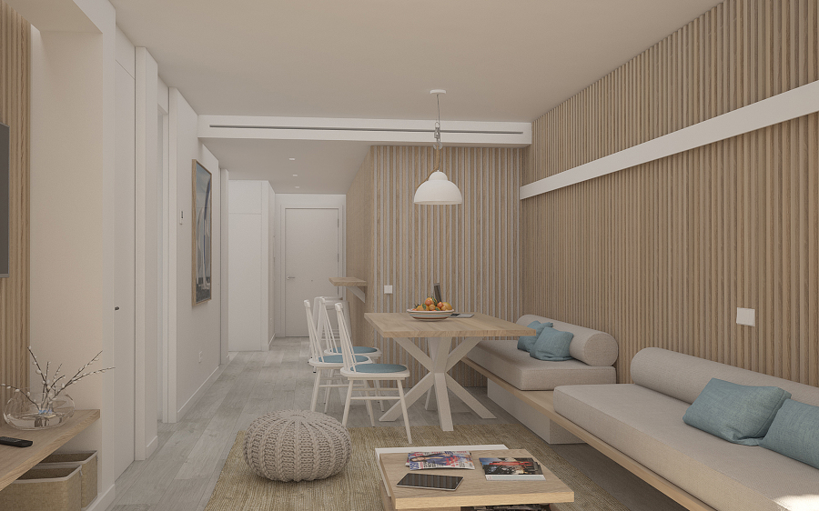 infografia del proyecto del estar comedor