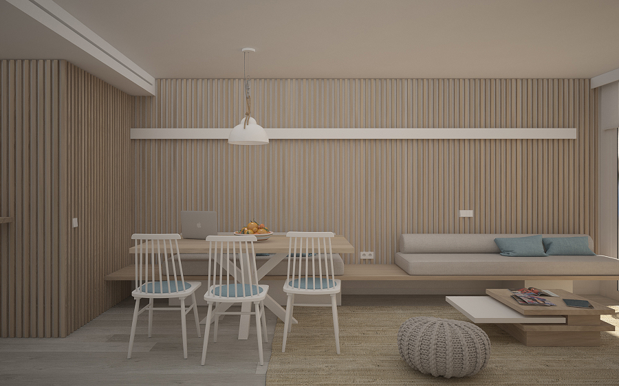 infografia del proyecto del estar comedor