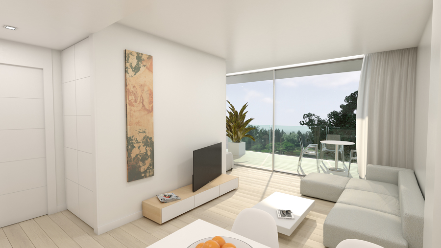 Infografía interior apartamento Residencia de Estudiantes