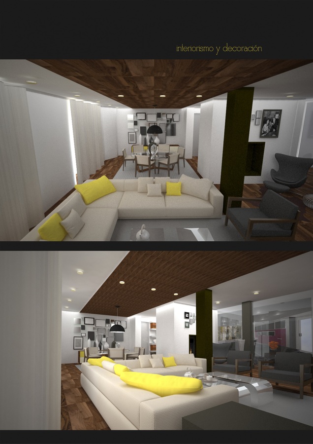 Infografia salón, proyecto de decoración