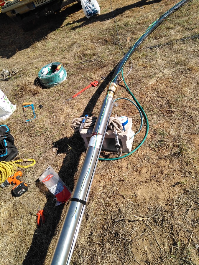 INSTALACION BOMBA SUMERGIBLE DOBLE CUERPO 5,5 HP POZO 60 MTS PARA LLENADO DE ALJIBES