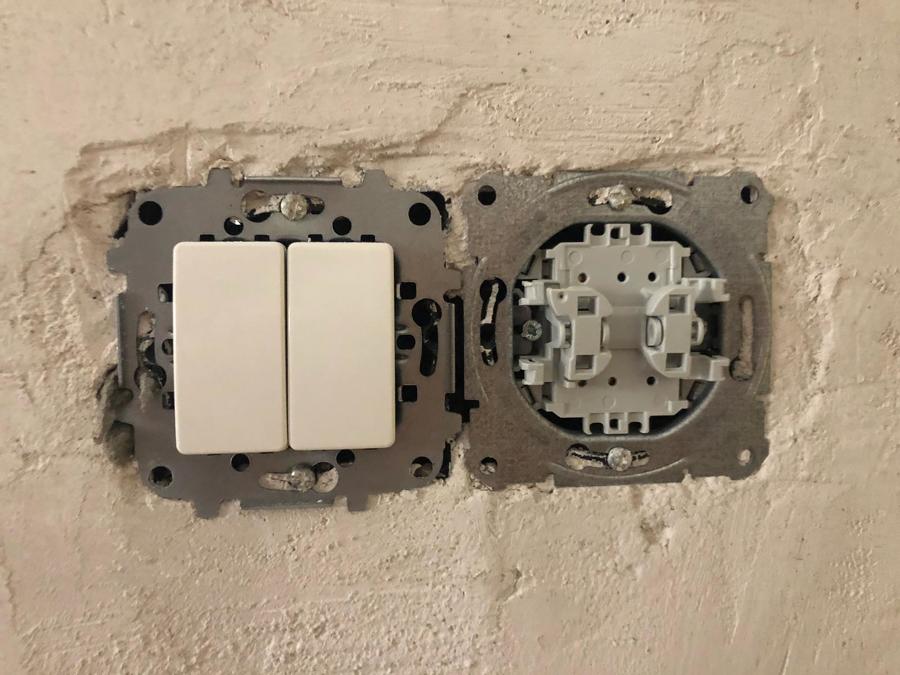 Instalación de conmutadores en pared sin acabar