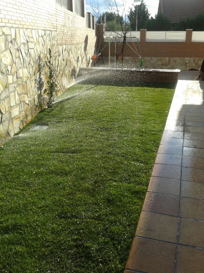 Instalación de tepe y riego automático