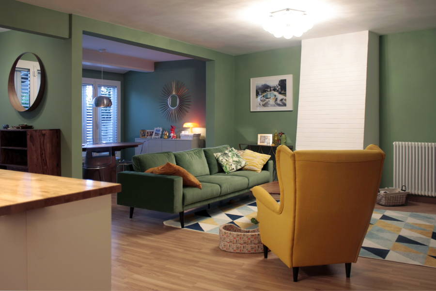 Salón en verde y amarillo