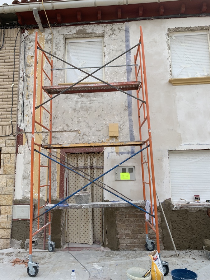 Malla fibra de vidrio con H40 cemento cola blanco