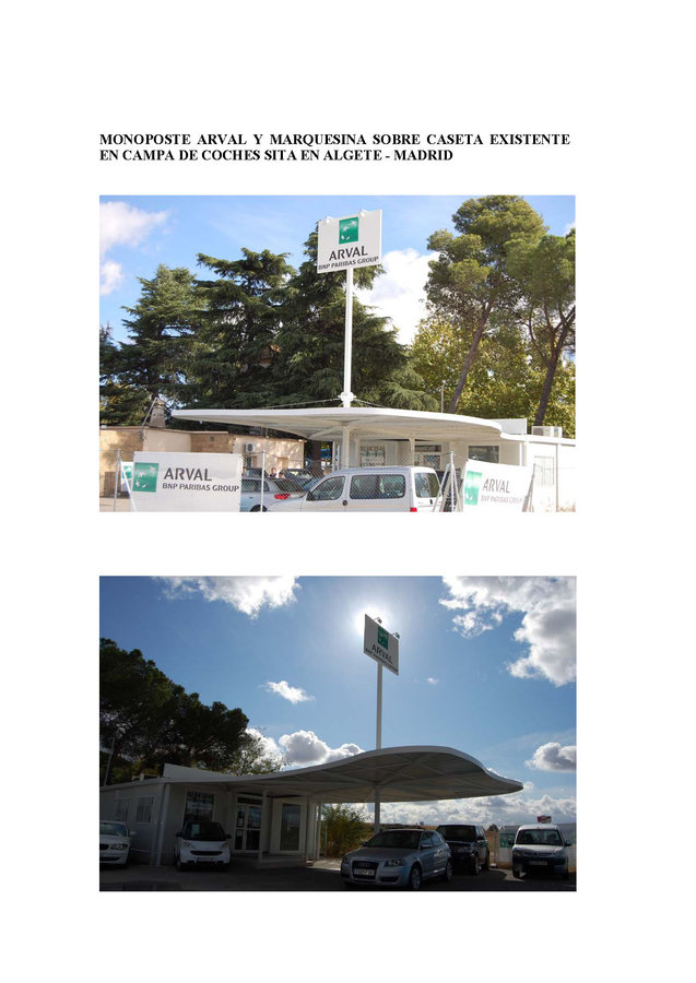 MARQUESINA PARA ENTREGA DE VEHICULOS PARA ARVAL EN ALGETE-MADRID