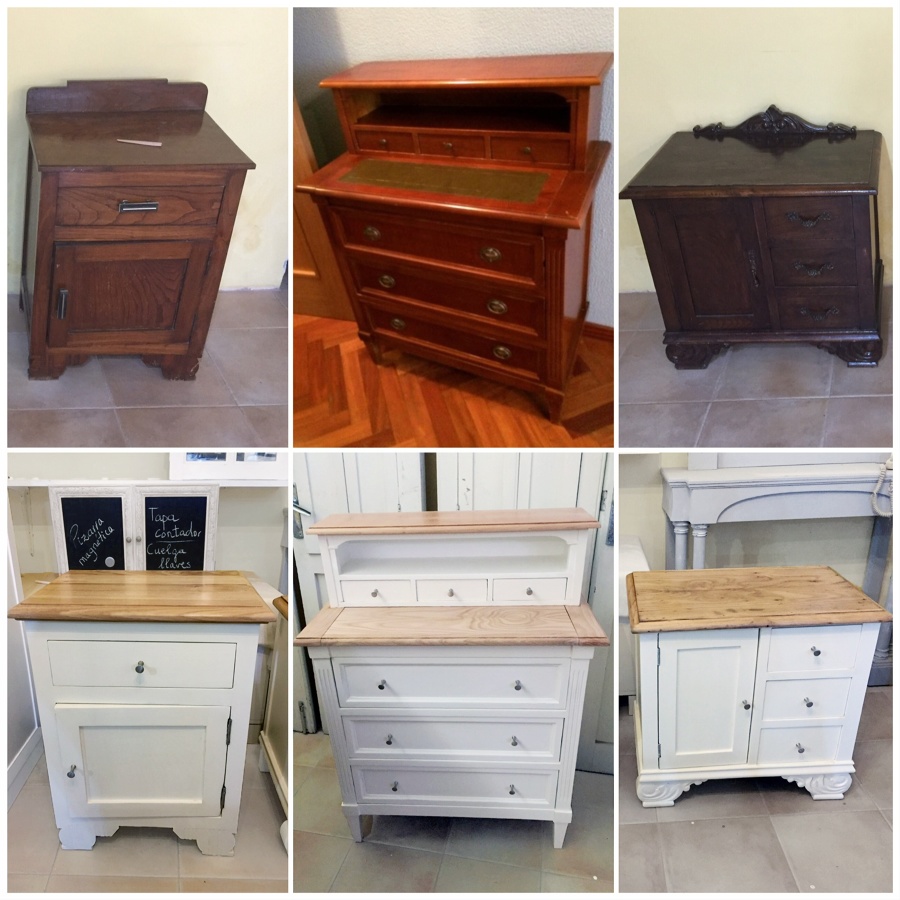 Mesillas y cómodas diferentes, actualizadas con el mismo acabado