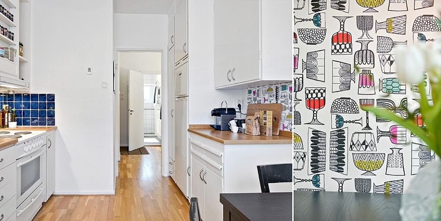 cocina papel pintado copas