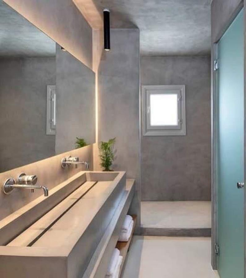 Micro cemento baño completo diseño moderno