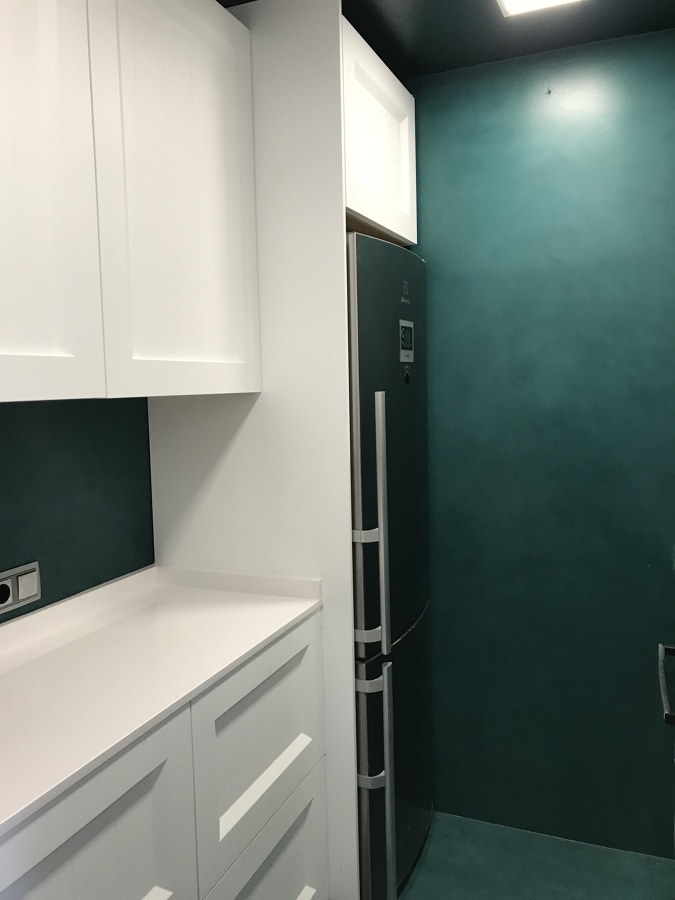 Microcemento verde Hoja en cocina