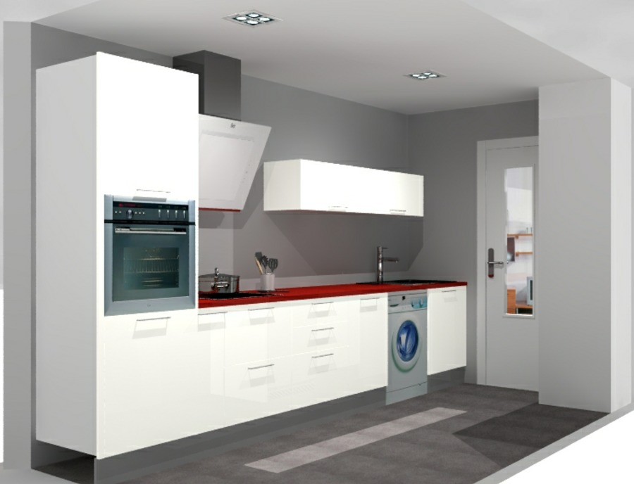 Modelo: blanco con encimera roja