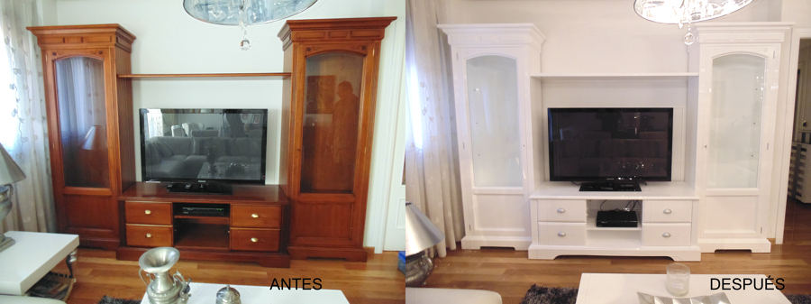 Mueble tv blanco brillo.