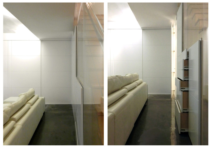 Muebles de sótano abiertos y cerrados