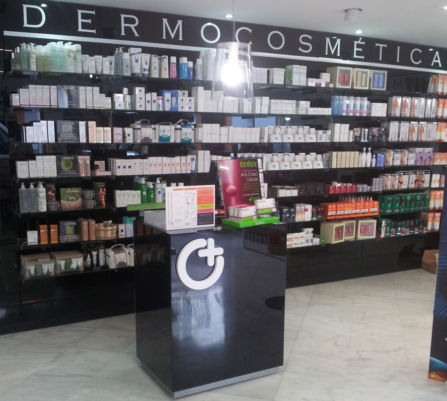Muebles farmacia Mural Dermo Cósmetica vidrio negro