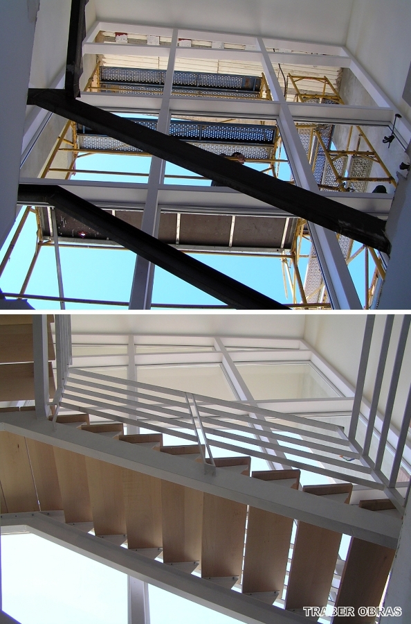 MURO CORTINA Y ESCALERA INTERIOR. FASES DE EJECUCIÓN.