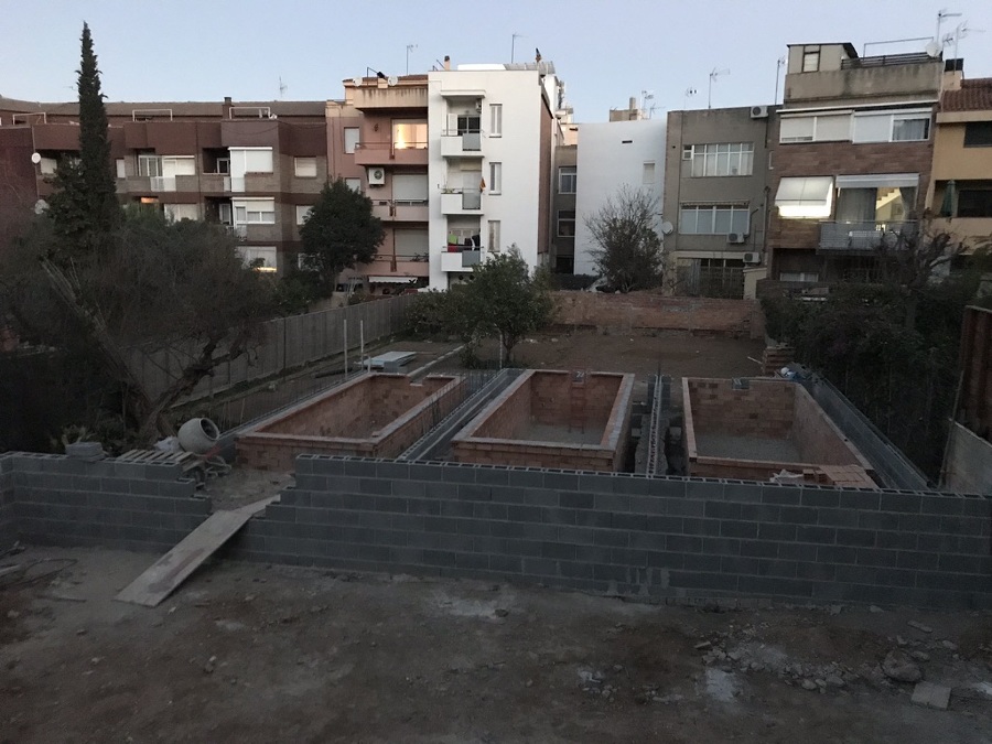 Muros de bloque obra civil piscina