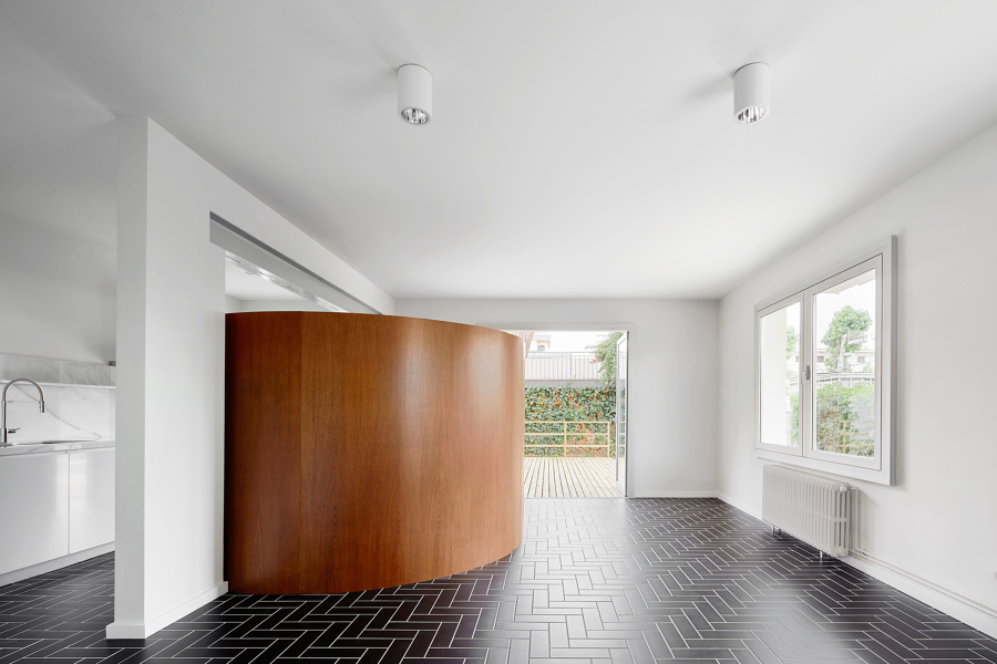 Pared curva de madera