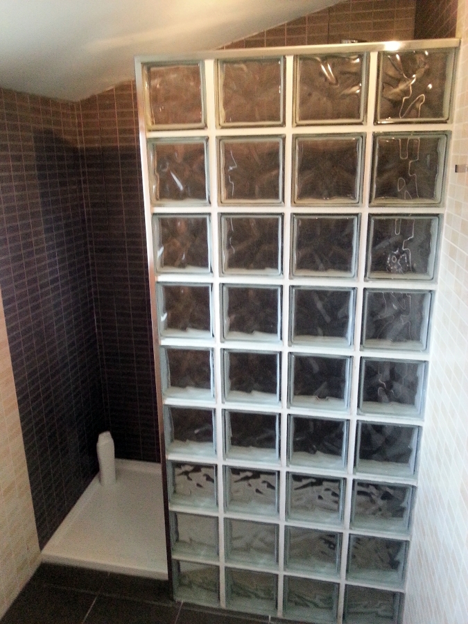 Pared de pavés en plato de ducha
