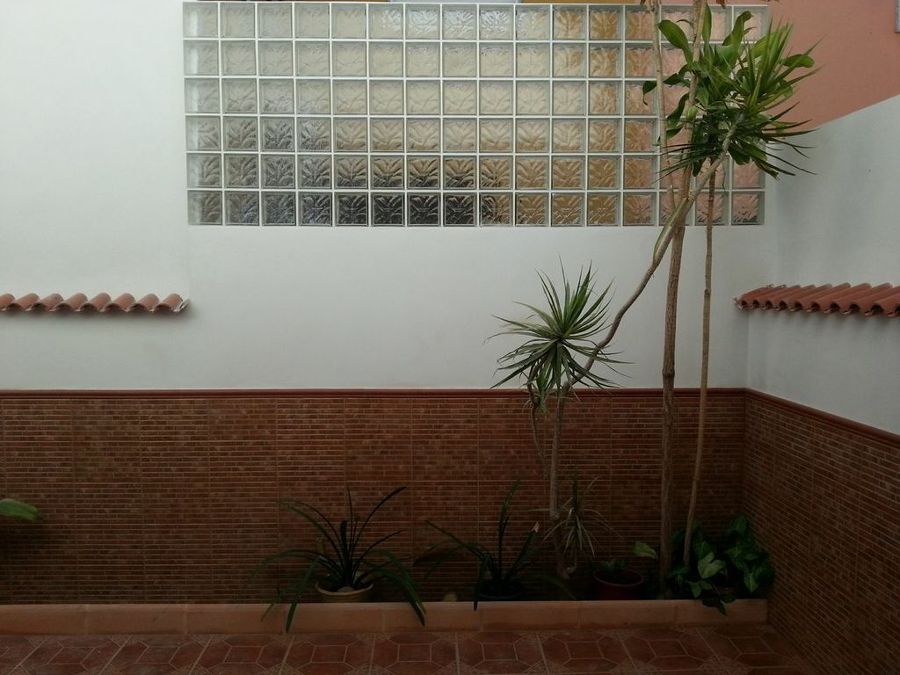 Pared de vidrio, tejas, zócalo, bordillo, pasta fina y suelo