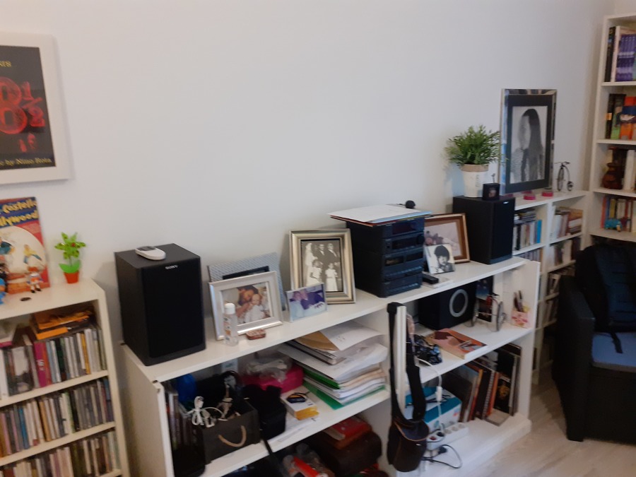 Pared librería antes