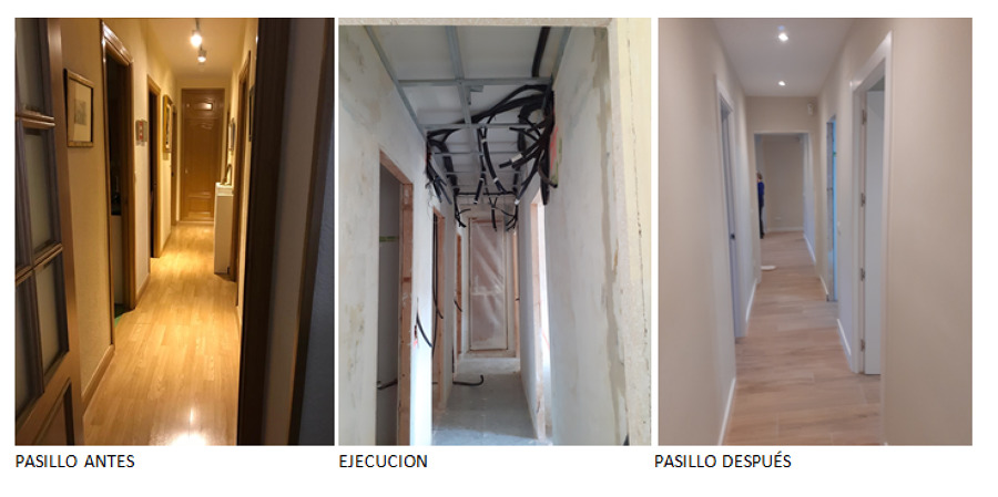 Pasillo, antes y después