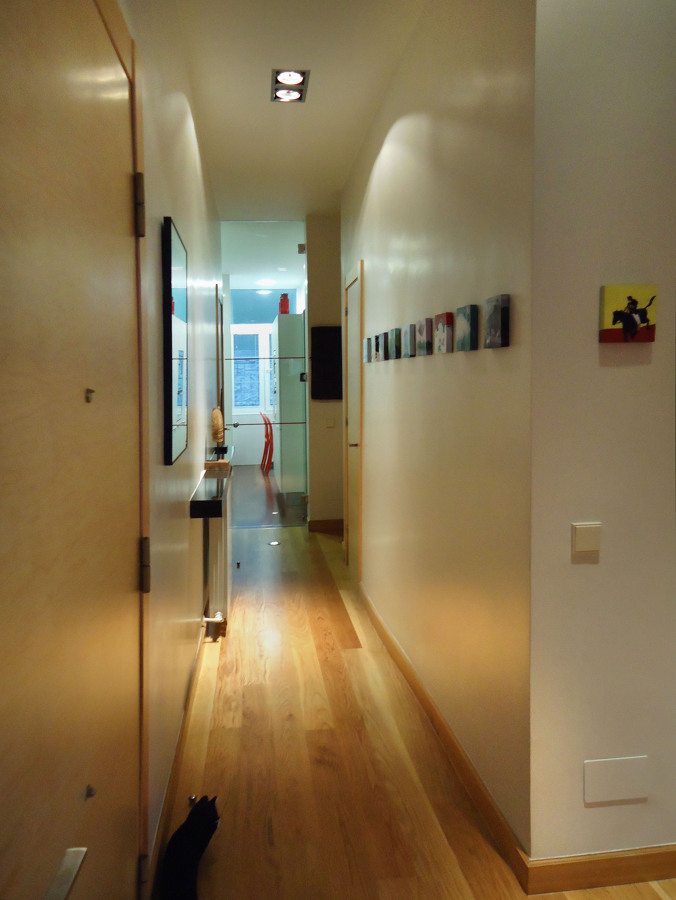 Pasillo con cristalera