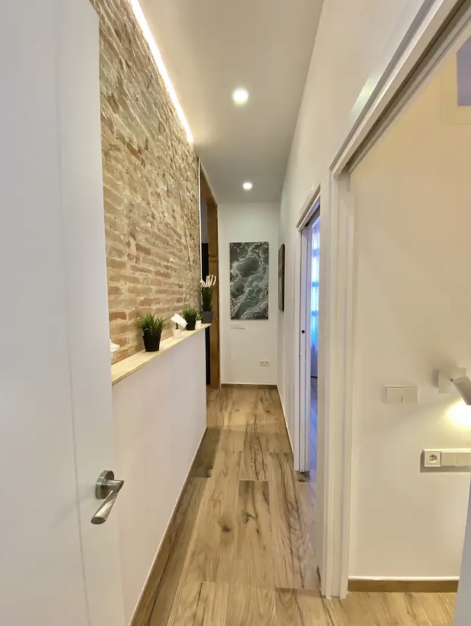 Pasillo con Muro de ladrillo original