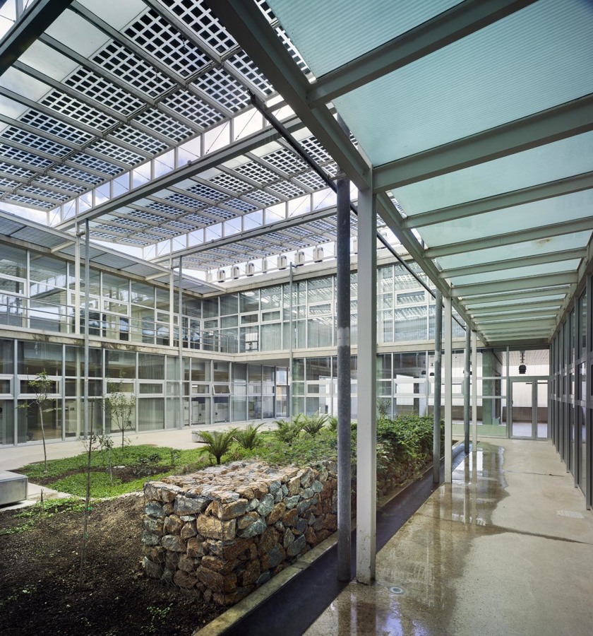 Patio interior: estanque que recoge el agua de lluvia