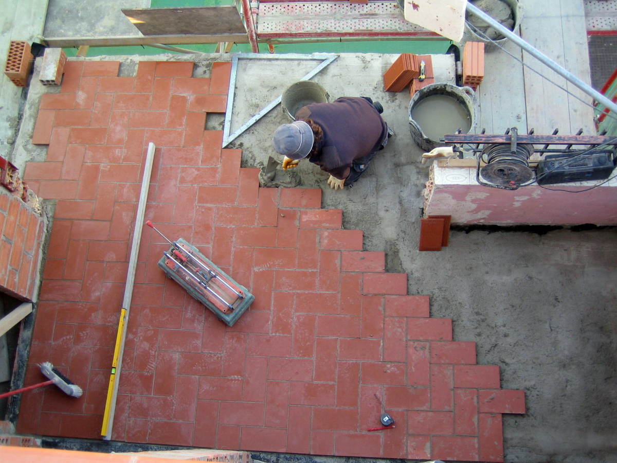 Pavimentación de cubierta rasilla Piera de 14 * 28
