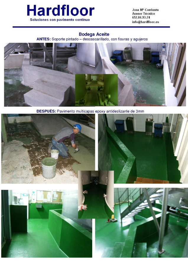 pavimento continuo de resina epoxi en bodega aceite