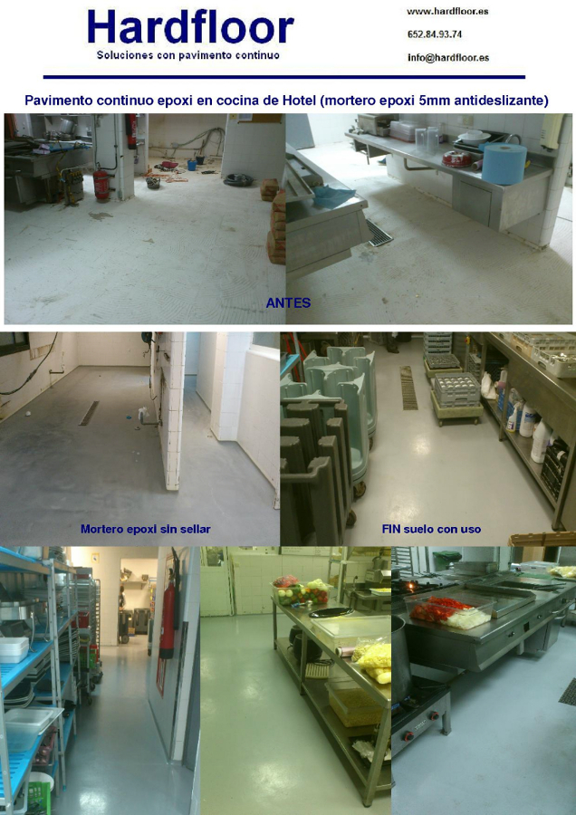 pavimento resina epoxi en cocina y cámaras hotel