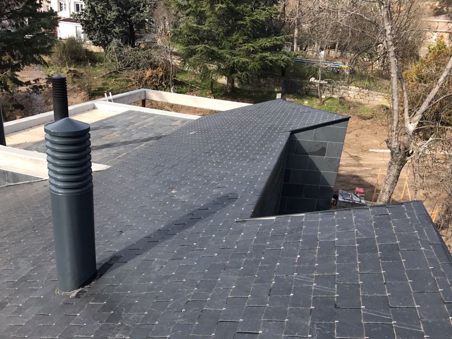 Perspectiva de tejado de pizarra