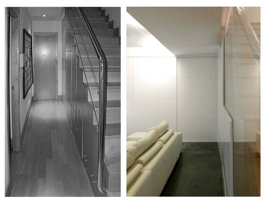 Perspectiva en sótano, antes-después