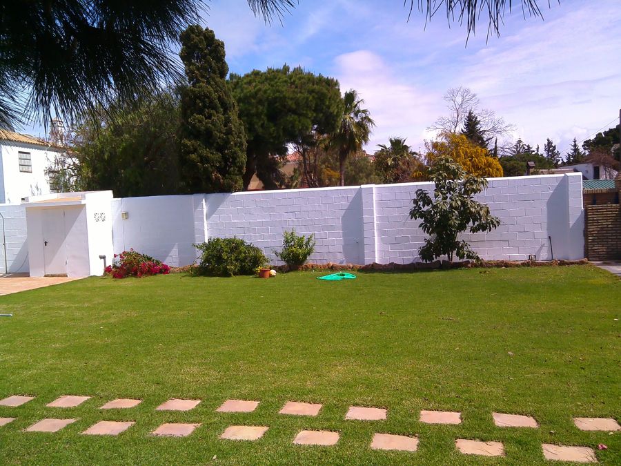 Pintado de muralla en chalet y limpieza de humedades