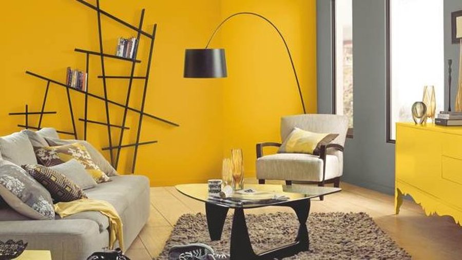 pintura amarillo y gris