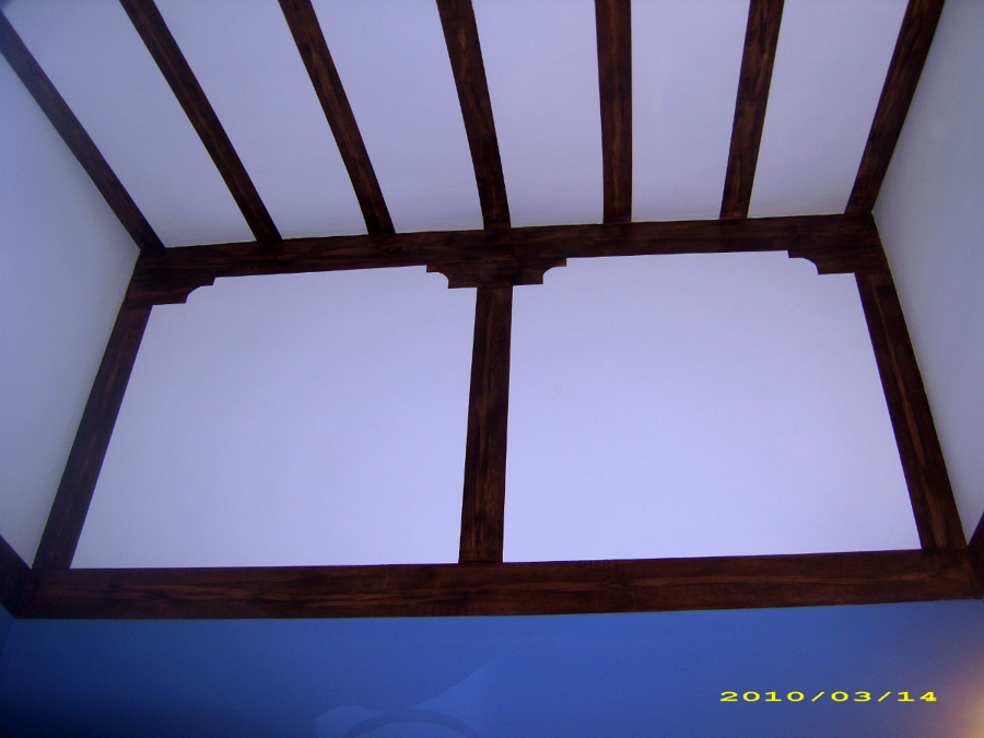 pintura efecto viga tn techo de habitacion imitado a madera