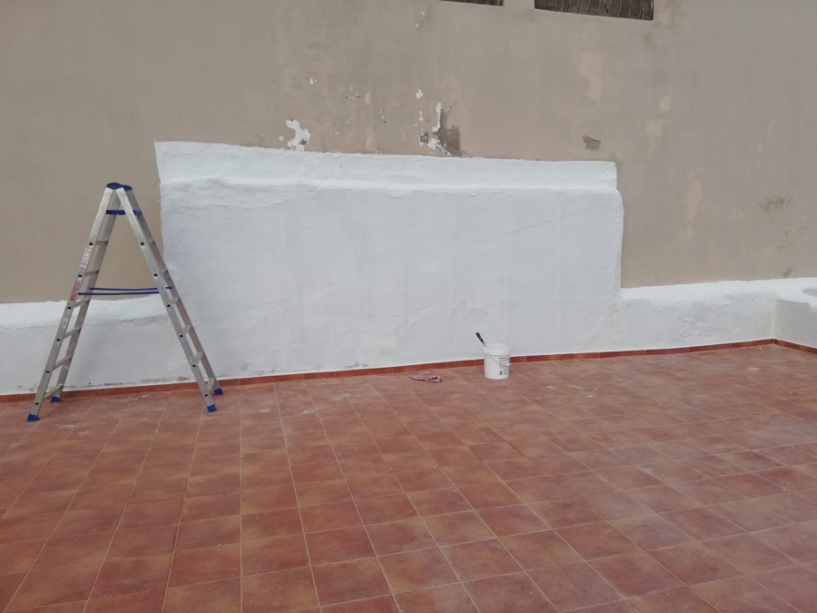 Pintura y reparación de pretiles en cubierta de azotea