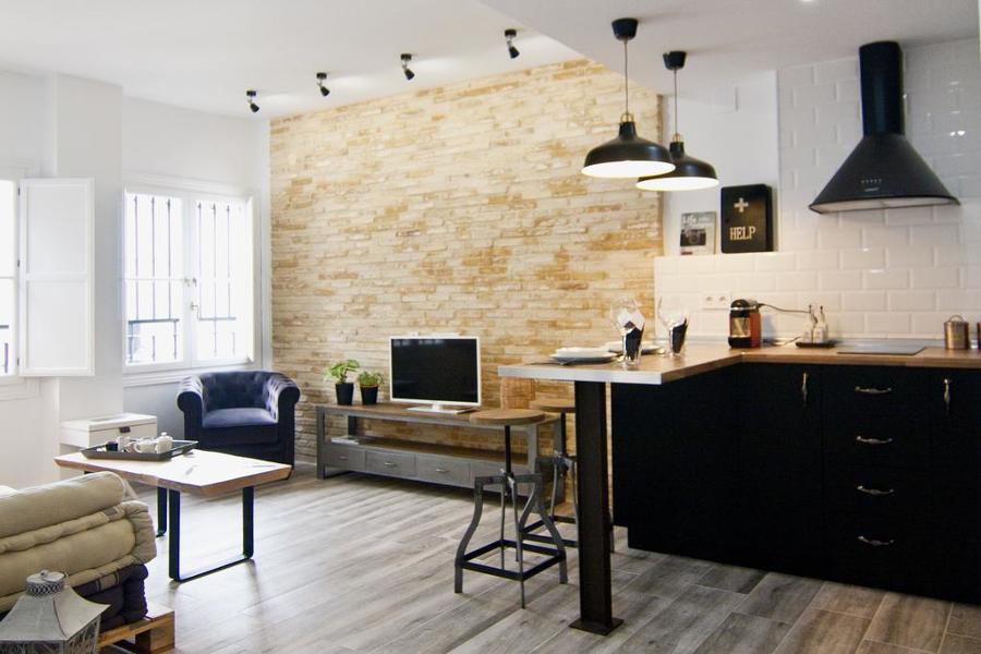 Cocina abierta con barra americana