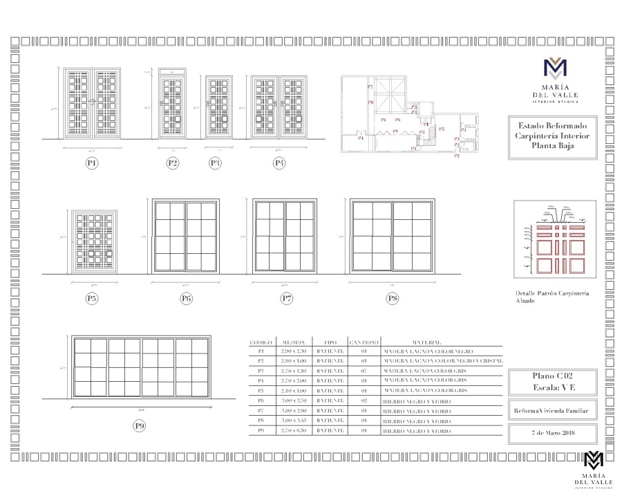 Plano de alzados de carpintería interior