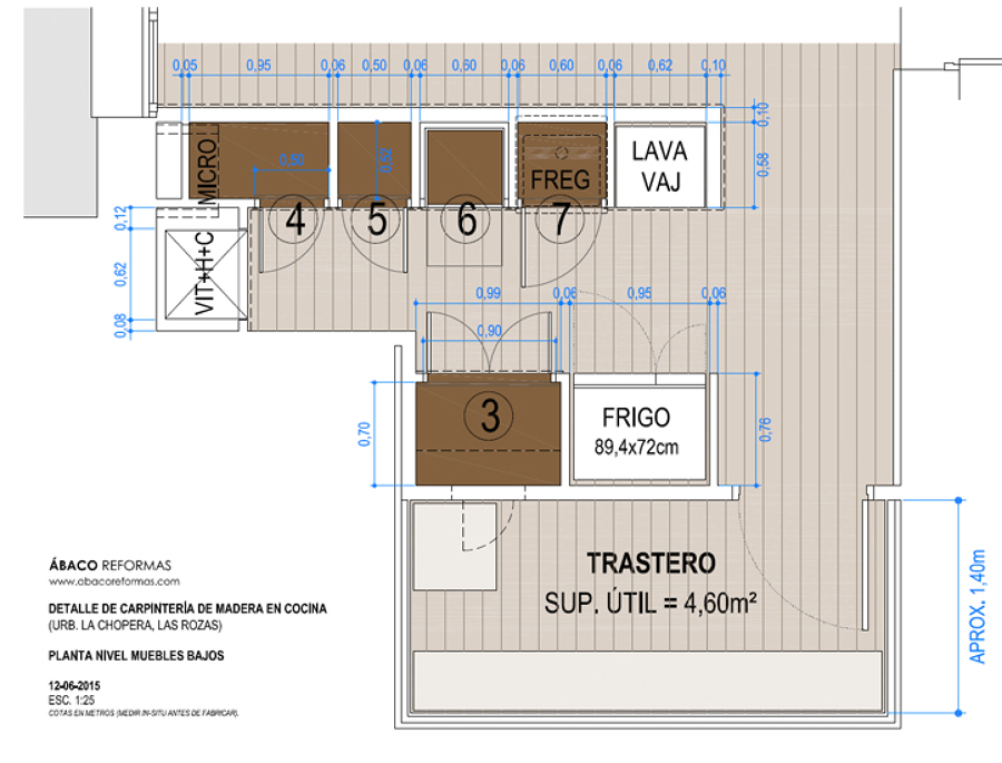 Plano de detalle de cocina (encimera de obra) 1