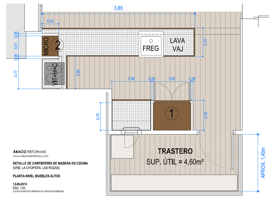 Plano de detalle de cocina (encimera de obra) 2