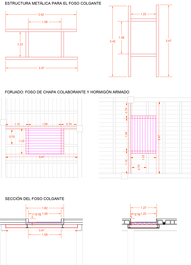 Plano de la fosa colgante