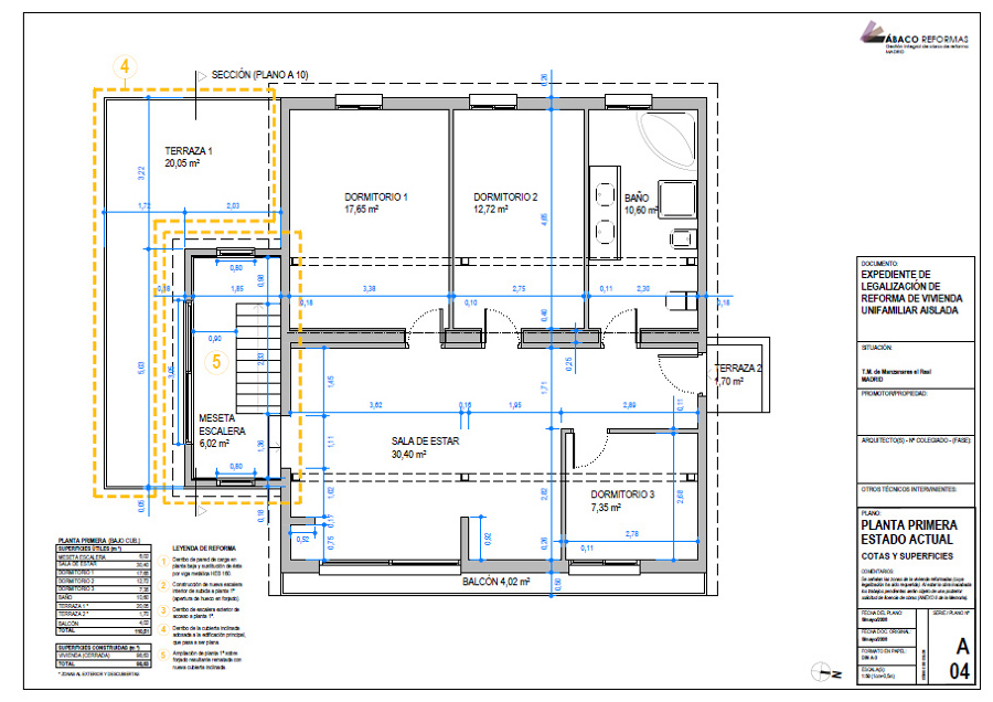 Plano de P1ª de Expediente de Legalización de vivienda